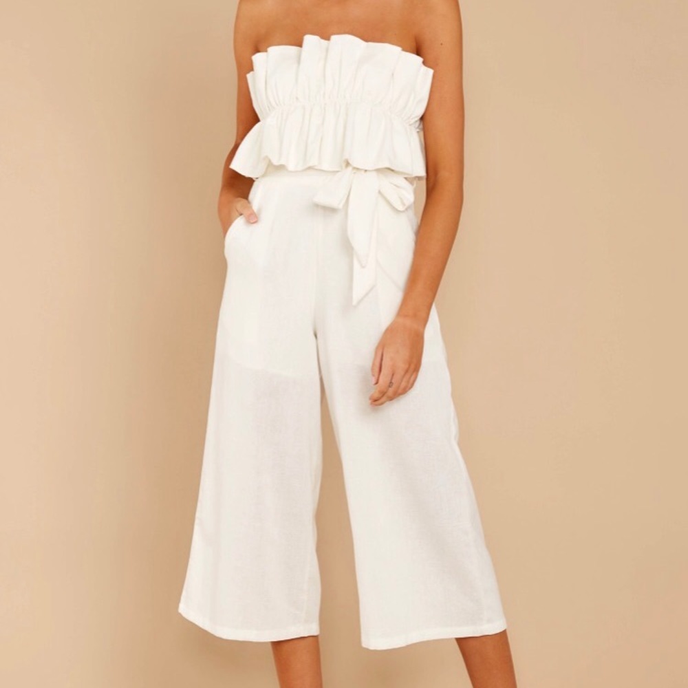 White Ruffle Romper